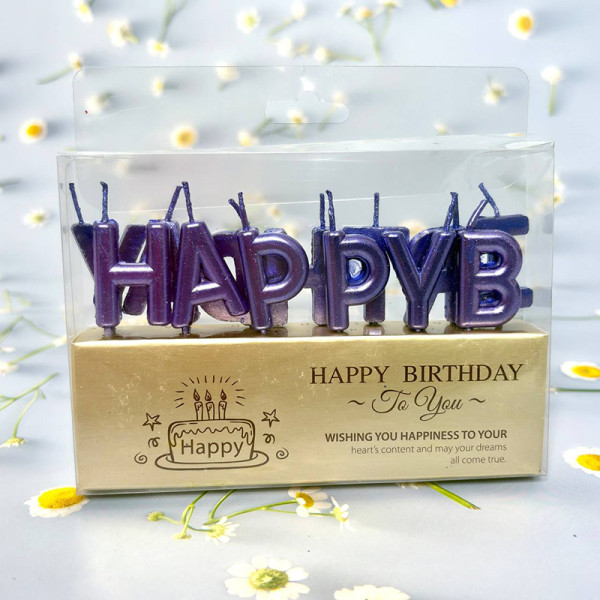 Свічки на торт «HAPPY BIRTHDAY» у вигляді літер, колір: синій
