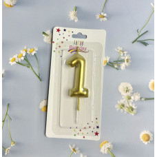Свічка-цифра для торта «Пузатик» золото- 1