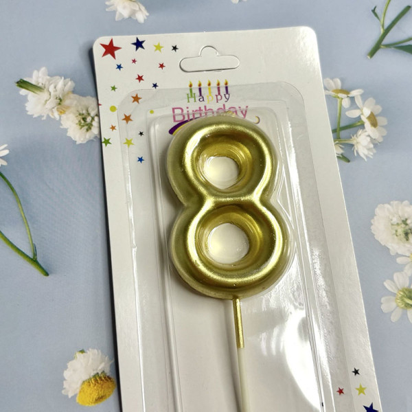 Свічка-цифра для торта «Пузатик» золото- 8