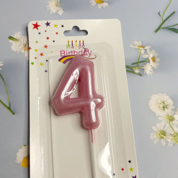 Свічка-цифра для торта «Пузатик» рожевий- 4