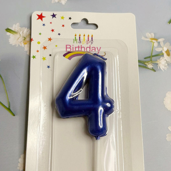 Свічка-цифра для торта «Пузатик» синій- 4