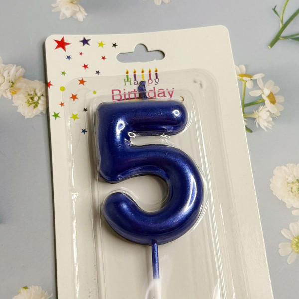 Свічка-цифра для торта «Пузатик» синій- 5