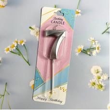 Свічка-цифра для торта "Грані" срібло- 7