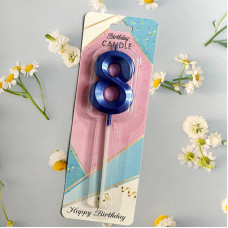 Свічка-цифра для торта "Грані" синій- 8