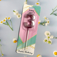 Свічка-цифра для торта "Грані" пудра- 3