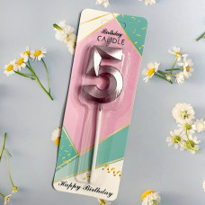 Свічка-цифра для торта "Грані" пудра- 5