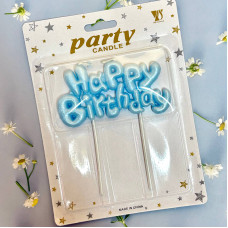 Свічка Happy Birthday для торта блакитна