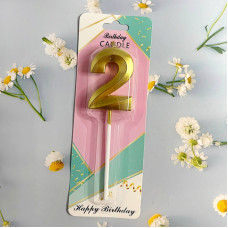 Свічка-цифра для торта "Грані" золото - 2