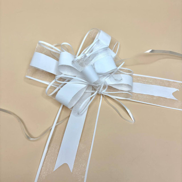 Декоративний бантик для подарунків білий