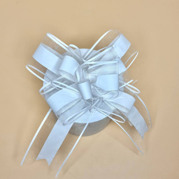 Декоративний бантик для подарунків білий