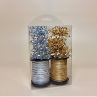 Набір подарункових стрічок з бантикам золото з сріблом