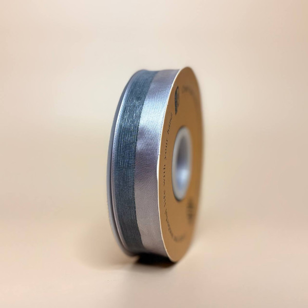 Стрічка органза з атласним краєм 2,5 см, сірого кольору