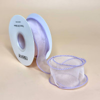 Хвиляста стрічка органза з підшитим краєм 4 см  бежево бузковий