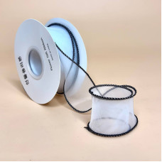 Хвиляста стрічка органза з підшитим краєм 4 см Біло чорний