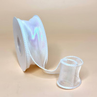 Хвиляста стрічка органза "Хамелеон" 4 см  перламутр