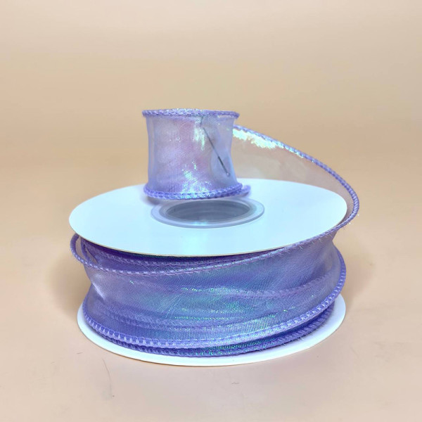 Хвиляста стрічка органза "Хамелеон" 4 см  бузковий