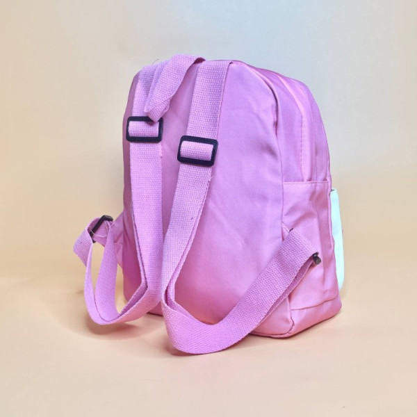 Дитячий рюкзак із зайчиком та довгими вушками рожево-білий для садочка