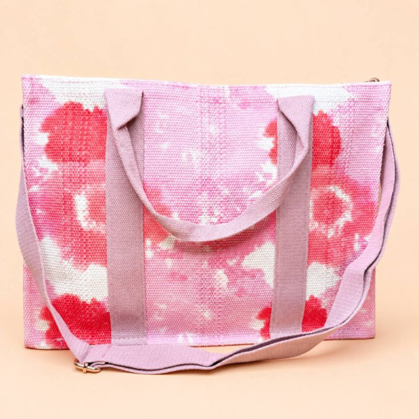 Містка текстильна сумка Tote Bag  в плямистому дизайні  рожева