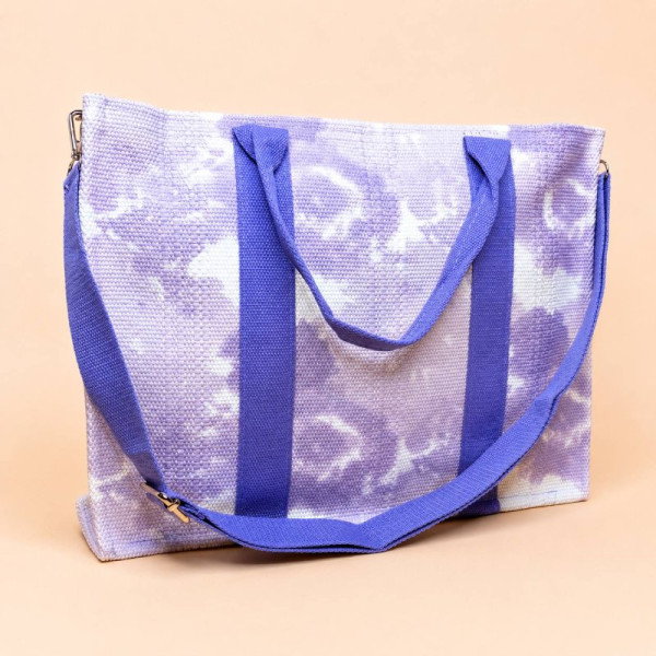 Містка текстильна сумка Tote Bag  в плямистому дизайні  бузкова