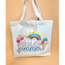 Текстильний шопер з принтом багаторазова сумка для покупок "Hello summer"