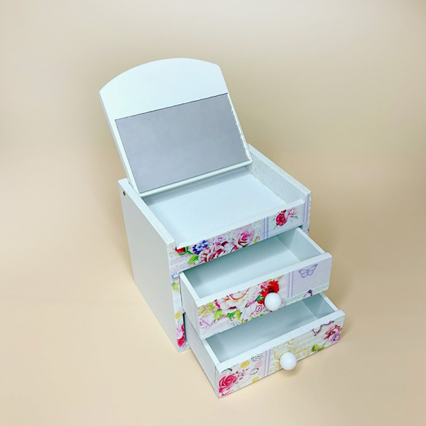 Шкатулка для прикрас “Пишна троянда” з дзеркалом та шухлядою