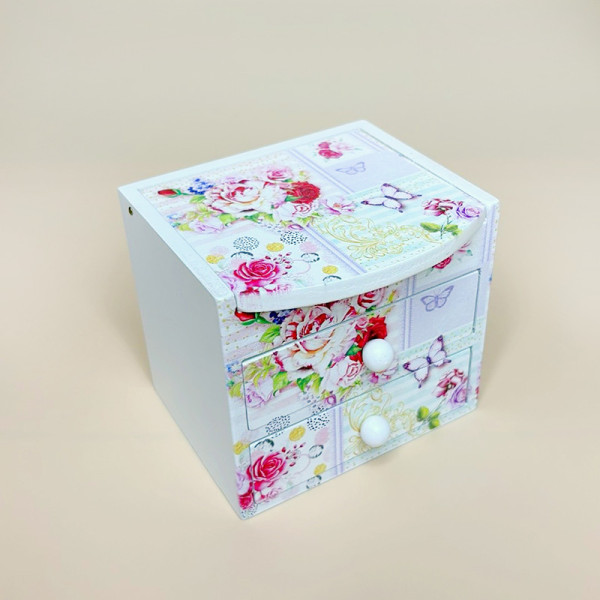 Шкатулка для прикрас “Пишна троянда” з дзеркалом та шухлядою