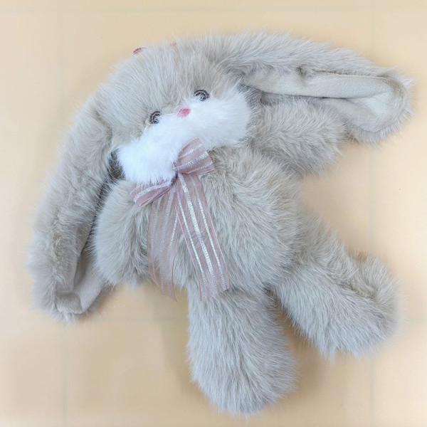 М’яка іграшка зайчик пухнастий з довгими вушками 45 см бежевого кольору
