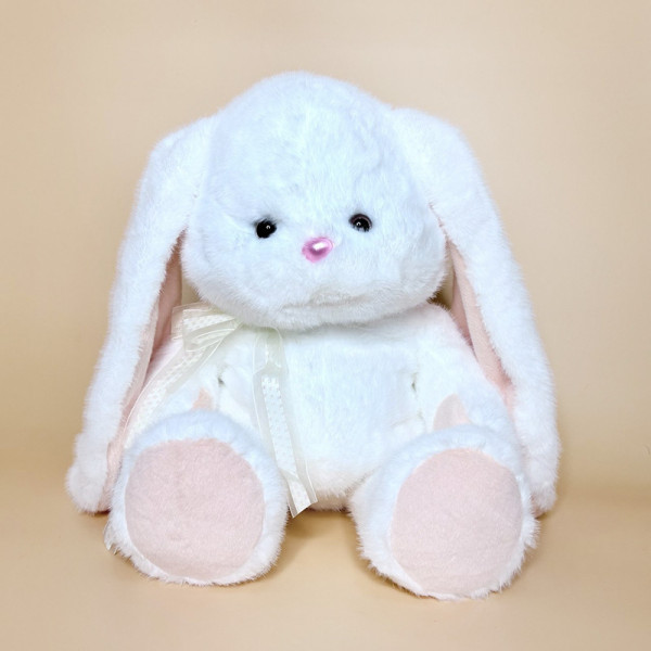 М’яка іграшка зайчик з довгими вушками 35 см білого кольору