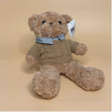 М’яка плюшева іграшка ведмедик у светрі коричневого кольору