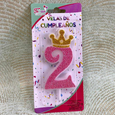 Свічка в торт "Crown Grande" рожева "2"