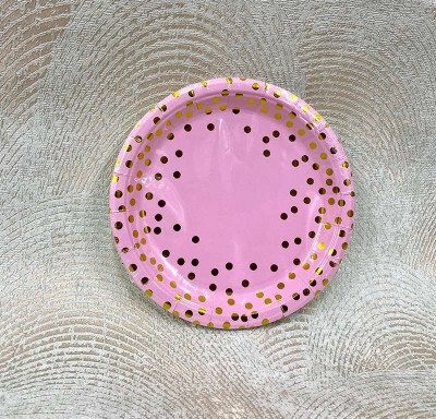 Святкова тарілка "Горошок" рожевий