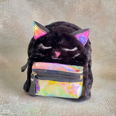 Хутряний рюкзачок "Кішечка" чорний