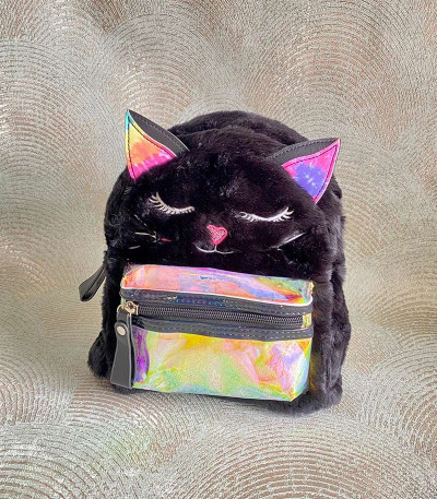 Хутряний рюкзачок "Кішечка" чорний