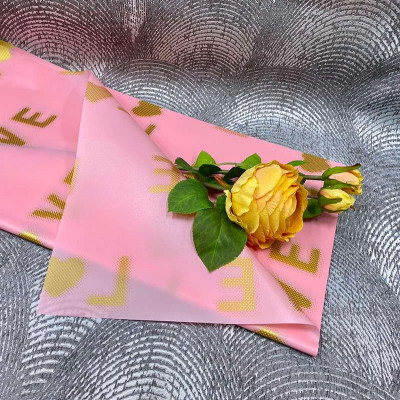 Бумага водостойкая для цветов " Love" розовая