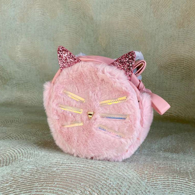Хутряна сумочка для дівчаток "Кішечка" рожева